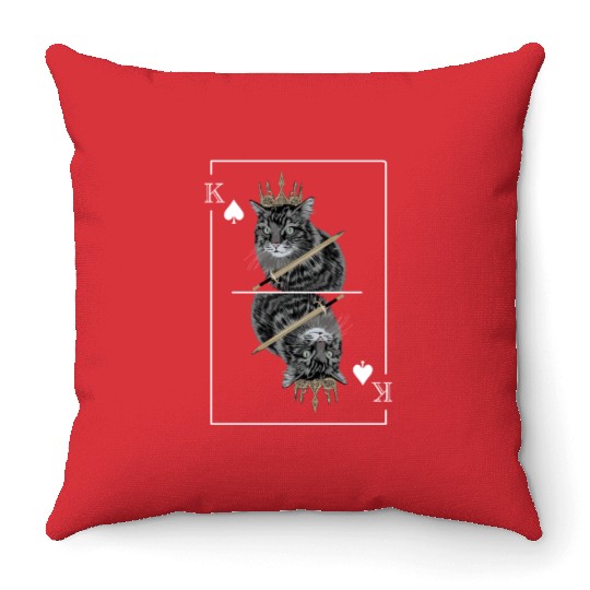 Cat Spades King Playing Card Cat Daddy Cat Mom Throw Pillows