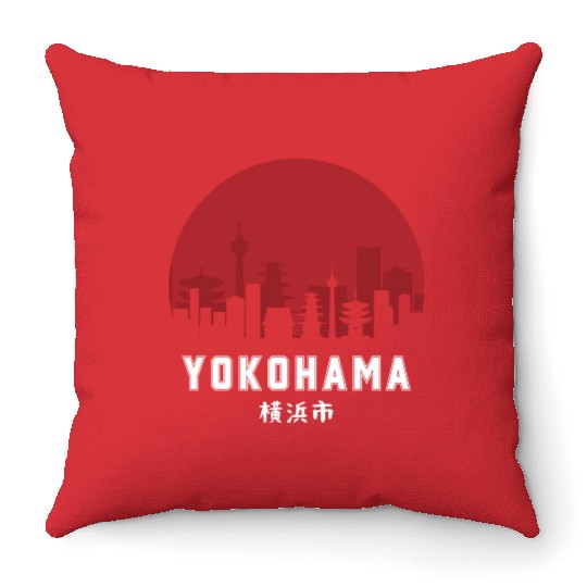 Yokohama Typography Throw Pillows - Urban Statement