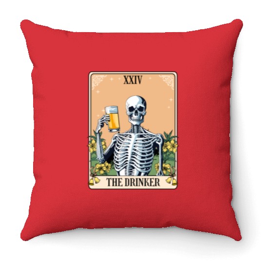 Funny Tarot Card Craft Beer Alcohol Throw Pillows