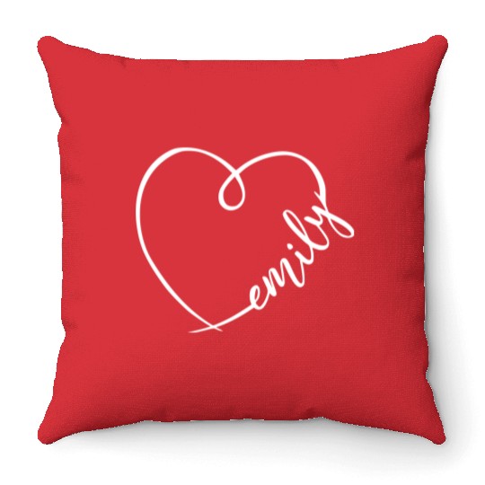 Emily Name Heart Calligraphy Throw Pillows