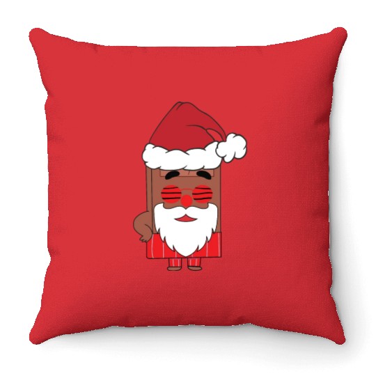 Choco Christmas Santa Claus Funny Santa Face Throw Pillows