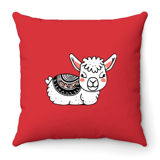 Adorable Llama Resting Throw Pillows