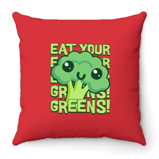 Eat Your Greens! Kawaii Broccoli Throw Pillows