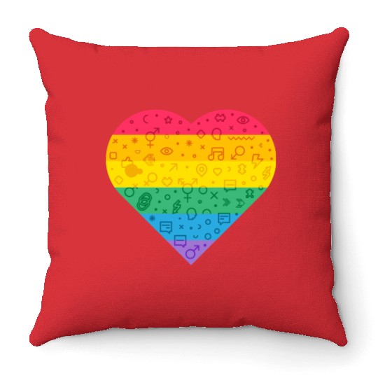 Rainbow Heart Throw Pillows
