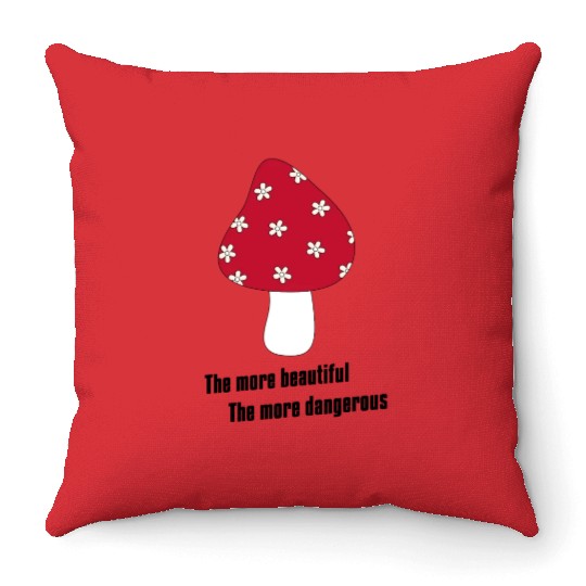 Beautiful Red Mushrooms Throw Pillows