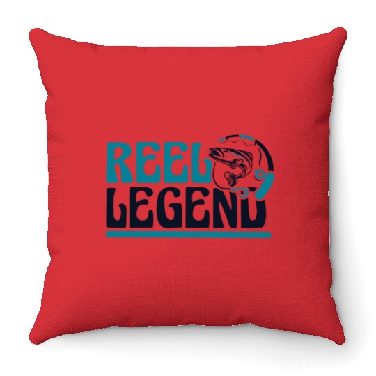 Reel Legend Deep Sea Boat Ice Fisherman Fly Throw Pillows