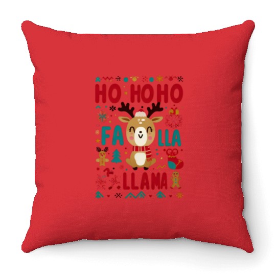 ho ho ho reindeer Throw Pillows