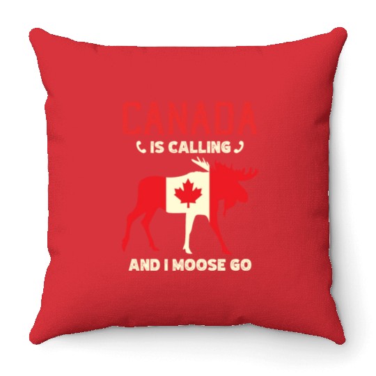 Canada Moose Canadian Flag Maple Leaf Throw Pillows