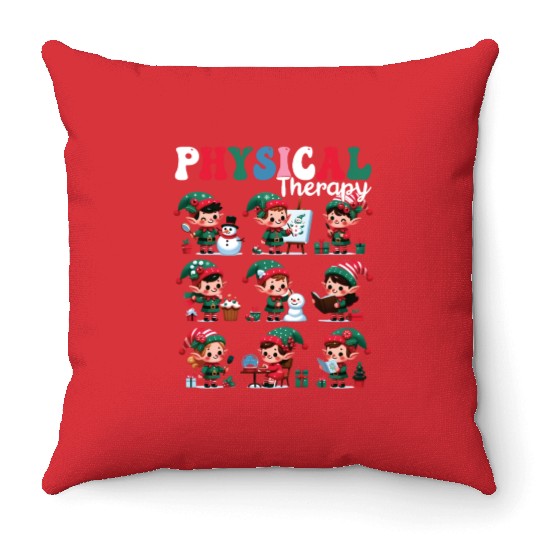 Christmas Gnome Santa Physical Therapy Xmas Throw Pillows