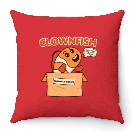 Clownfish Clown Of Sea Funny Fish Cute Coral Reef Throw Pillows