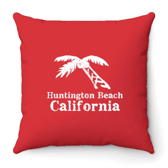 Huntington Beach California Palm Tree Souvenirs Throw Pillows