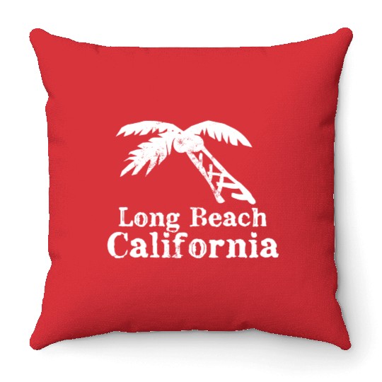 Long Beach California Palm Tree Souvenirs Gifts Throw Pillows