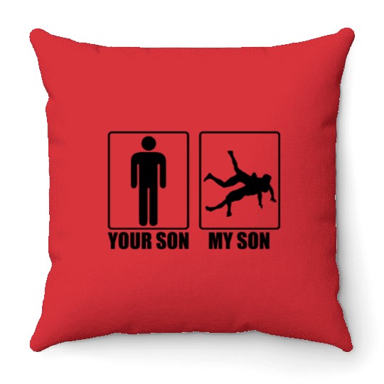 Your Son My Son Funny Wrestling Gift Wrestling Mom Throw Pillows