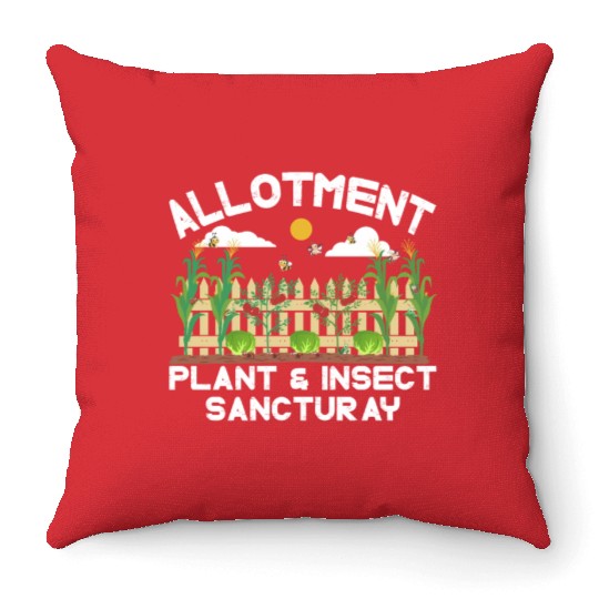 Alotment plant& insect sanctuary Throw Pillows