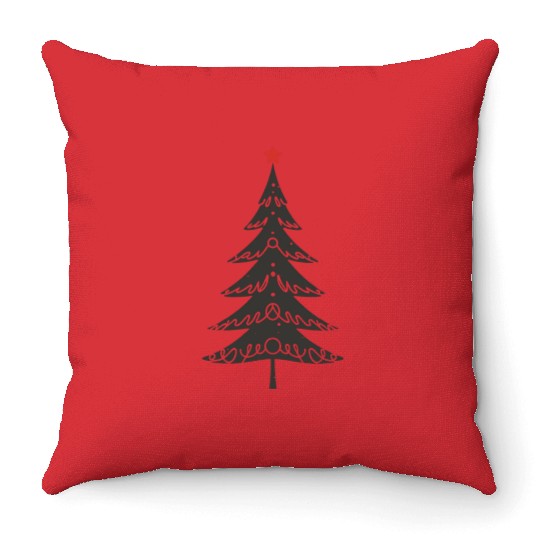 Decorated Minimalistic Christmas Tree Throw Pillows