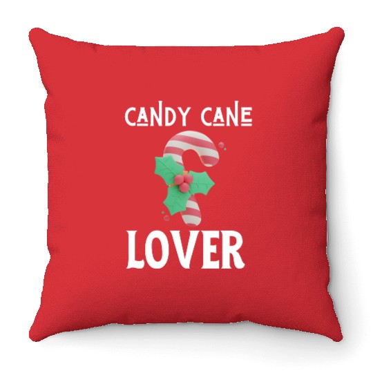Candy Cane Lover Christmas Peppermint Candy Canes Throw Pillows