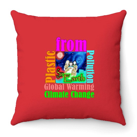 Save Earth Throw Pillows