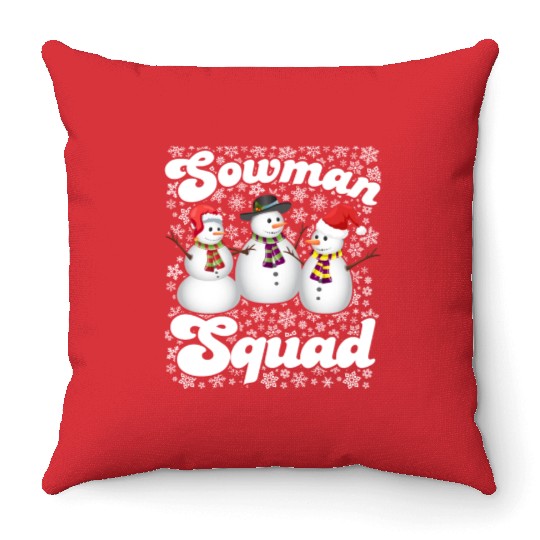 Snowmen Sowman Squad Friends X-Mas Snow Lover Throw Pillows