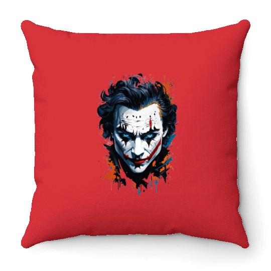 Chaos in Colors: Vibrant Joker Face Throw Pillows