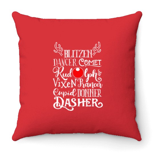 Santa's Reindeer Rudolph List Christmas Themed Mem Throw Pillows