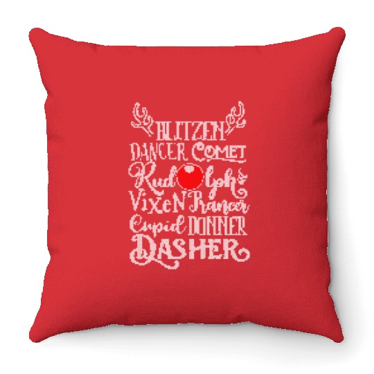Santa's Reindeer Rudolph List Vintage Christmas Me Throw Pillows