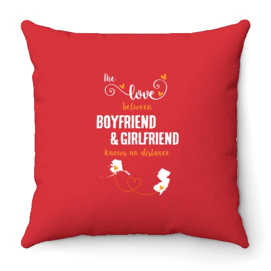 Love Between BF And GF Alaska To New Jersey Gift Throw Pillows