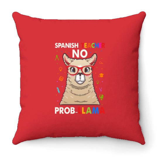 Spanish Teacher No Pro llama Throw Pillows
