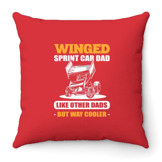 Winged Sprint Car Dad Sprint Car Racer Throw Pillows