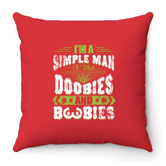 Marijuana Doobies And Boobies Smoking Pot Weed Throw Pillows