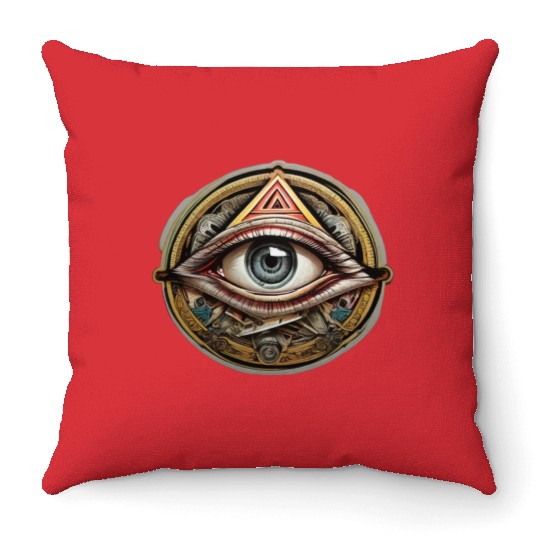 secret society illuminati Throw Pillows