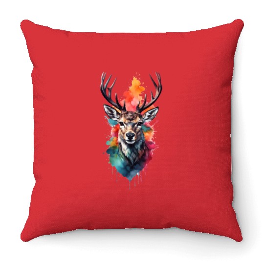 Colorful Swamp Deer Throw Pillows