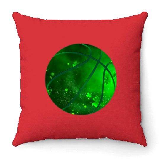 Basketball Shamrock Lucky Clover Irish St Patrick Throw Pillows
