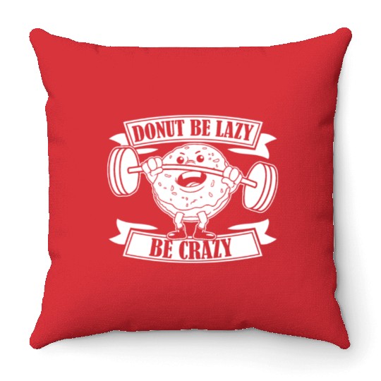 Fitness Donut Funny Donut Gym Throw Pillows
