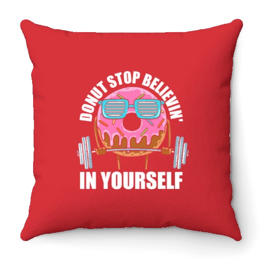 Fitness Donut Funny Donut Gym Throw Pillows