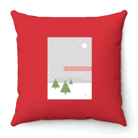 Peace On Earth Christmas Trees Falling Snow Winter Throw Pillows