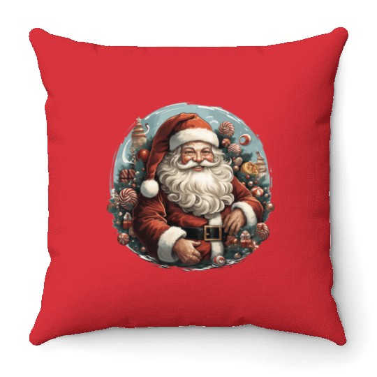 a jolly Santa Claus Throw Pillows