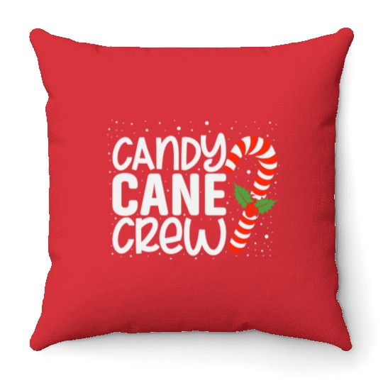 Funny Christmas Candy cane crew Throw Pillows
