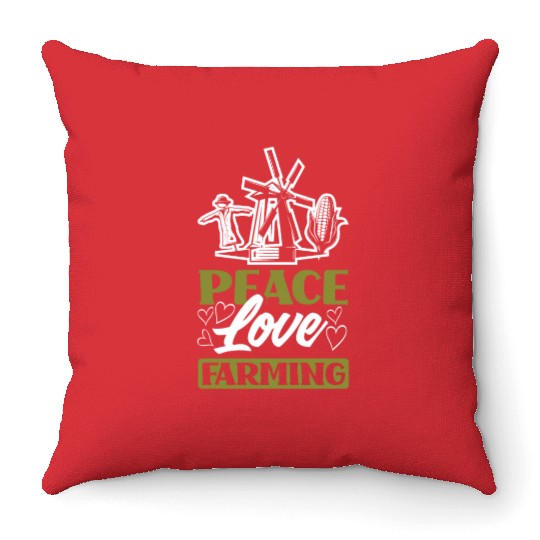 Peace Love Farming Funny Farmer Gift Throw Pillows