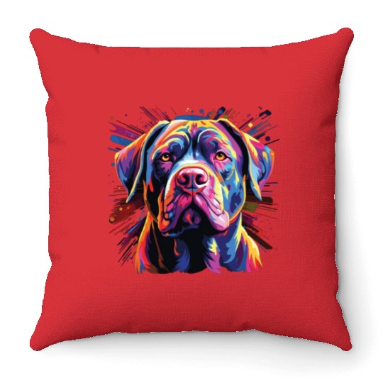 Watercolor Colorful Cane Corso Throw Pillows