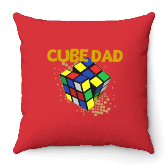Cube Dad Funny Men Speed Cubing Throw Pillows