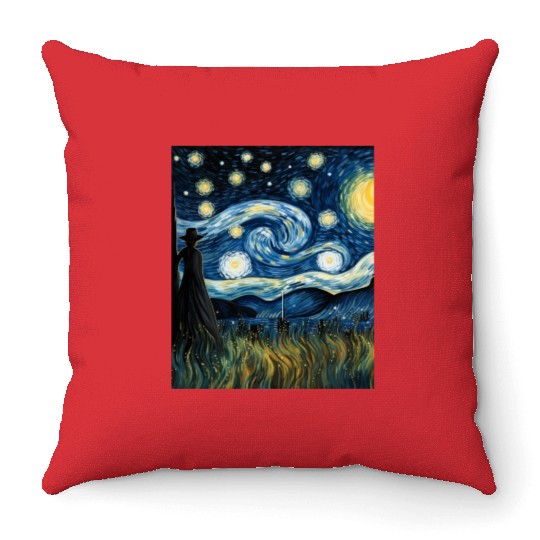 Gardener's Starry Night Throw Pillows Van Gogh Inspired