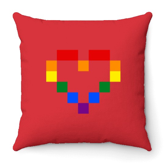 Rainbow Heart Throw Pillows