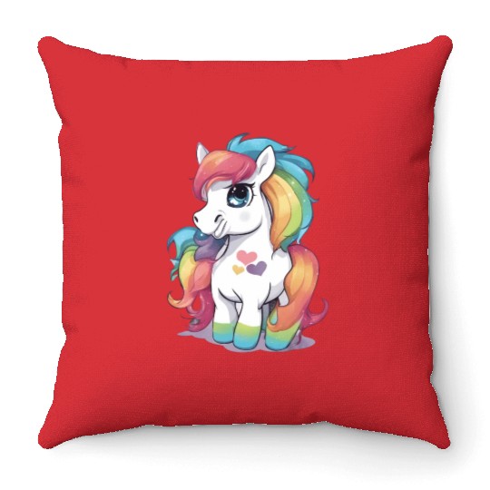 Rainbow Baby Pony Throw Pillows