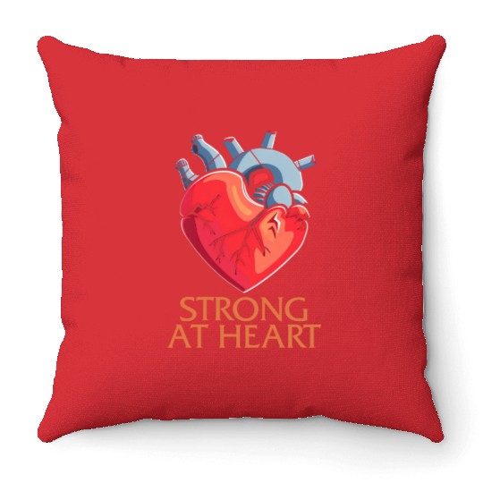 CHD Awareness Throw Pillows, Strong At Heart Pumping Iron