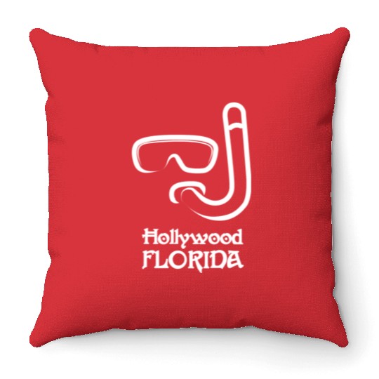 Hollywood Florida Snorkel Souvenirs Gifts Vacation Throw Pillows