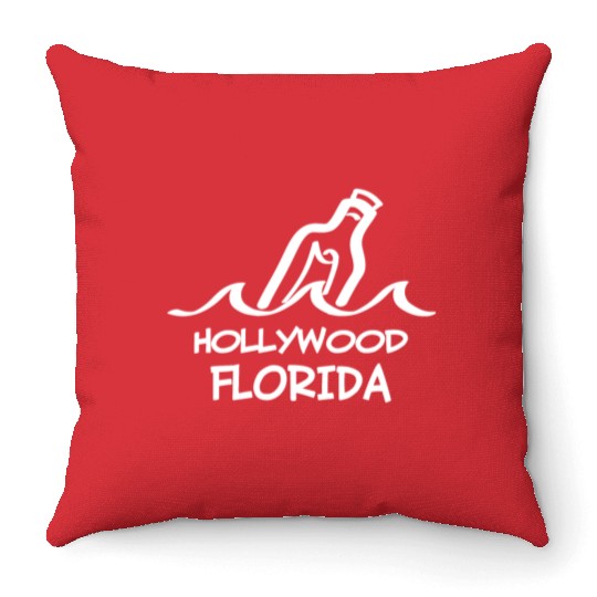 Hollywood Florida Message In A Bottle Souvenirs Throw Pillows