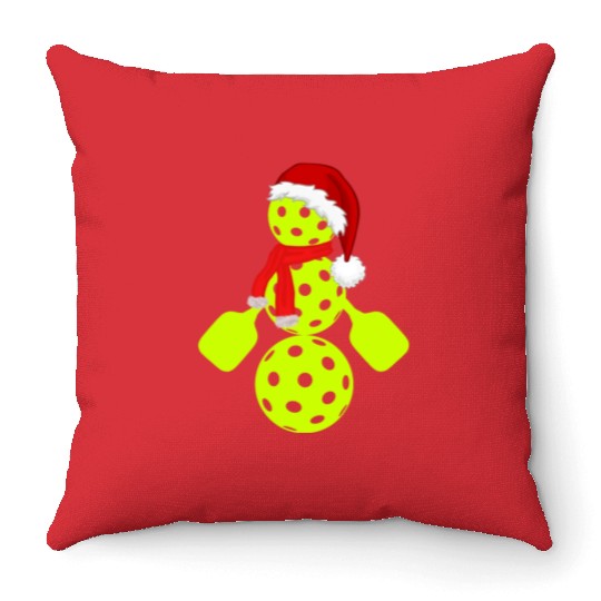 Funny pickleball snowman merry Christmas Throw Pillows