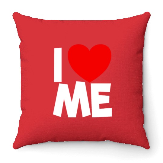 I Love Me Red Heart Self Love Affirmation Throw Pillows