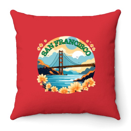 Golden Gate Bridge - San Francisco Throw Pillows