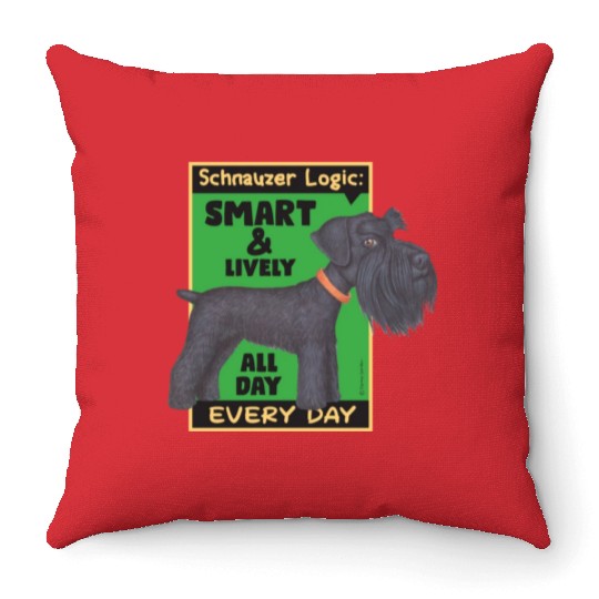 Schnauzer Logic Throw Pillows